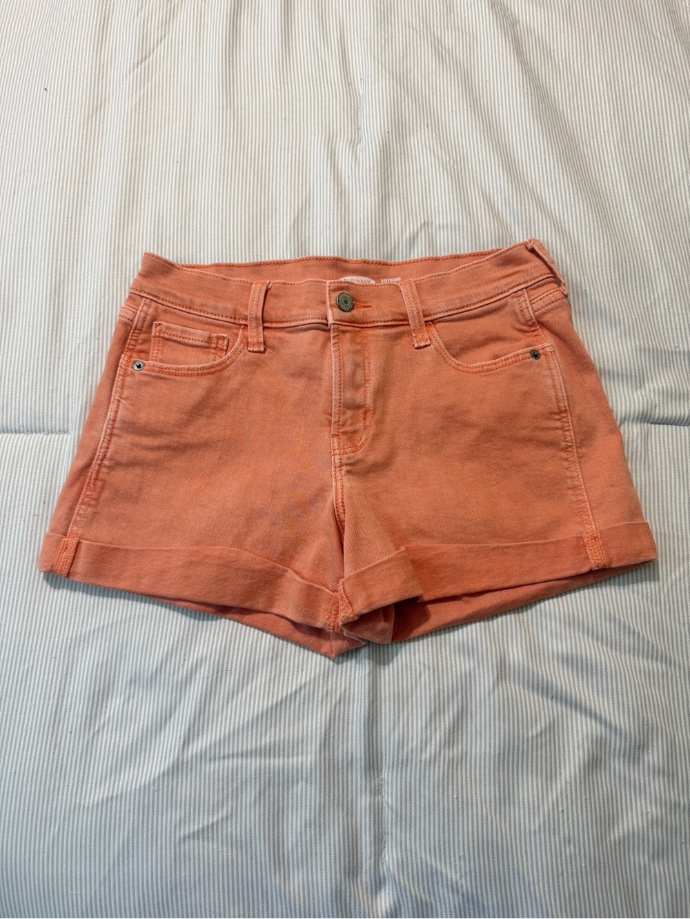 NWOT! Womens Size 0 Old Navy Sun Kissed Orange Denim Cuffed Jean Shorts